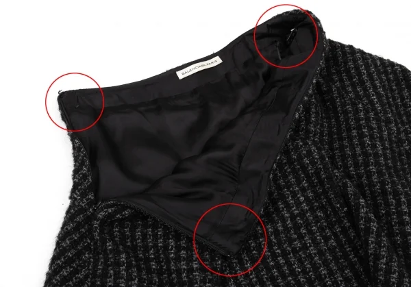 バレンシアガBALENCIAGA ツイードアシンメトリーミニスカート 黒40 K-87775_005