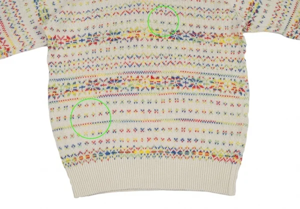 ケンゾーKENZO Vネックボーダージャガードニットセーター アイボリー他XL位 K-87783_009