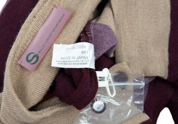 シビラ ラグジュアリースポーツウェアSYBILLA LUXURY SPORTWEAR ウールボーダーニットカーディガン 紫M K-87826_012