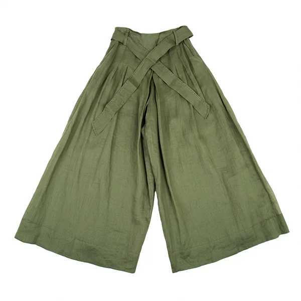 シビラSybilla リネンタックワイドパンツ 緑S K-87842_001