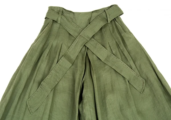 シビラSybilla リネンタックワイドパンツ 緑S K-87842_002