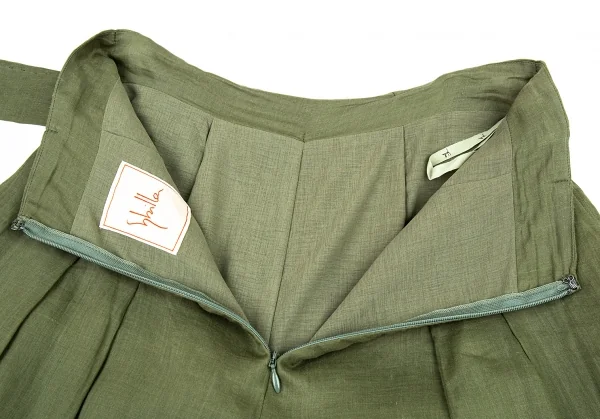 シビラSybilla リネンタックワイドパンツ 緑S K-87842_009