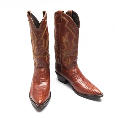 ジャスティンブーツJustin BOOTS レザーステッチ刺繍ウエスタンブーツ