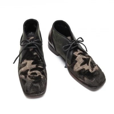 ドルチェ&ガッバーナDOLCE&GABBANA パイル打ち込み切替スクエアトゥチャッカブーツ