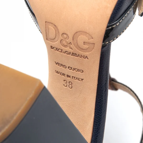 ディーアンドジーD&G チャンキーヒールベルトパンプス 紺38(24.5位) K-87872_013