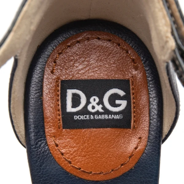 ディーアンドジーD&G チャンキーヒールベルトパンプス 紺38(24.5位) K-87872_017