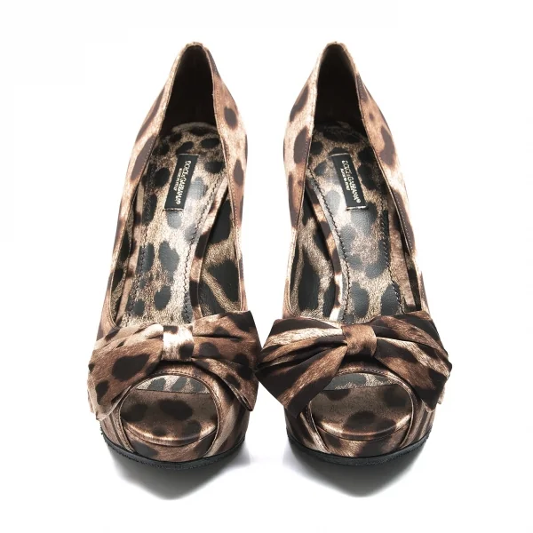ドルチェ&ガッバーナDOLCE&GABBANA レオパードハイヒールオープントゥパンプス 茶39(25位) K-87874_002