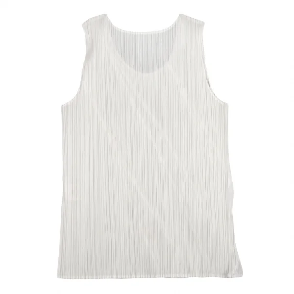 プリーツプリーズPLEATS PLEASE バイアス切替プリーツタンクトップ 白3 K-87899_010