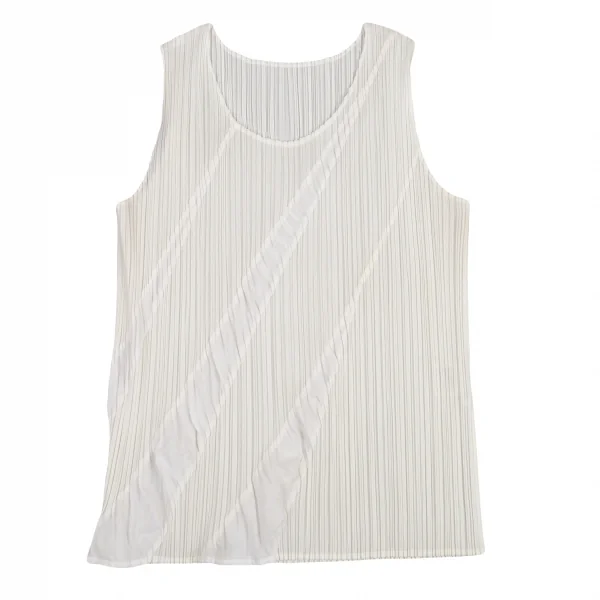 プリーツプリーズPLEATS PLEASE バイアス切替プリーツタンクトップ 白3 K-87899_002