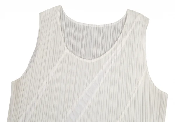 プリーツプリーズPLEATS PLEASE バイアス切替プリーツタンクトップ 白3 K-87899_003