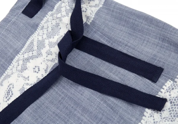 トリココムデギャルソンtricot COMME des GARCONS レースプリント裏使いティアードタックラップスカート 紺フリー K-87930_004