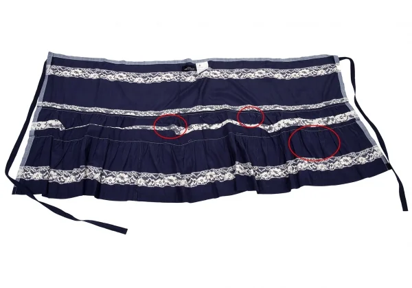 トリココムデギャルソンtricot COMME des GARCONS レースプリント裏使いティアードタックラップスカート 紺フリー K-87930_008