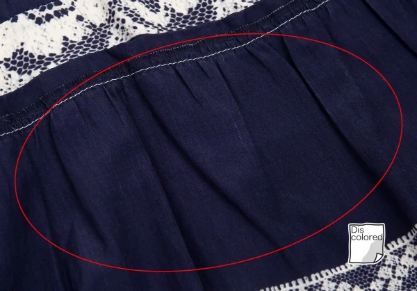 トリココムデギャルソンtricot COMME des GARCONS レースプリント裏使いティアードタックラップスカート 紺フリー K-87930_011