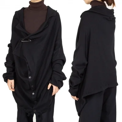 ワイズY's ピン留め天竺ドレープデザインカーディガン S位