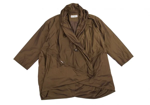 イッセイミヤケISSEY MIYAKE メタリック変形ジップデザインジャケット カーキゴールド2 K-88000_002