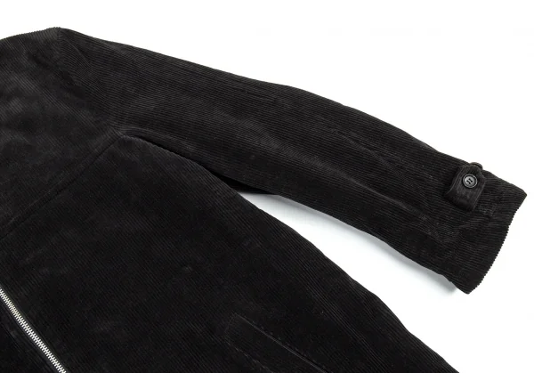 コムデギャルソン オムCOMME des GARCONS HOMME エナメルレザー衿コーデュロイキルトジップハーフコート 黒M K-88052_006