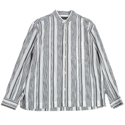 イッセイミヤケ メンISSEY MIYAKE MEN コットンストライプマオカラー長袖シャツ