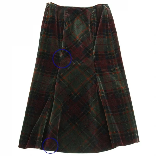 ラ ペリオード ヨシエ イナバLa Periode yoshie inabaベロアタータンチェックスカート 深緑他M位 K-88252_010