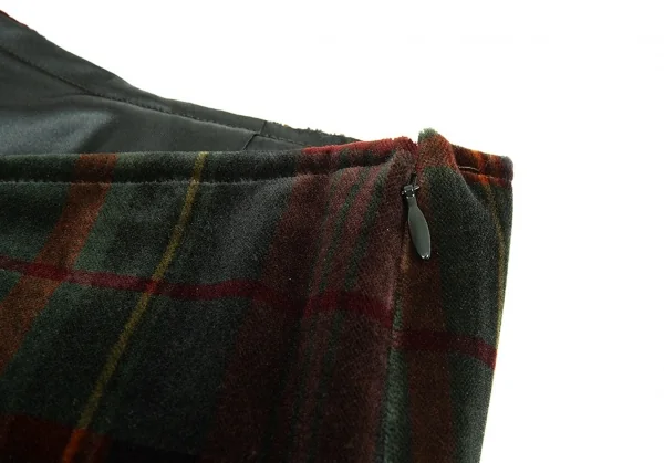 ラ ペリオード ヨシエ イナバLa Periode yoshie inabaベロアタータンチェックスカート 深緑他M位 K-88252_005