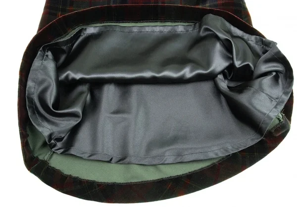 ラ ペリオード ヨシエ イナバLa Periode yoshie inabaベロアタータンチェックスカート 深緑他M位 K-88252_009