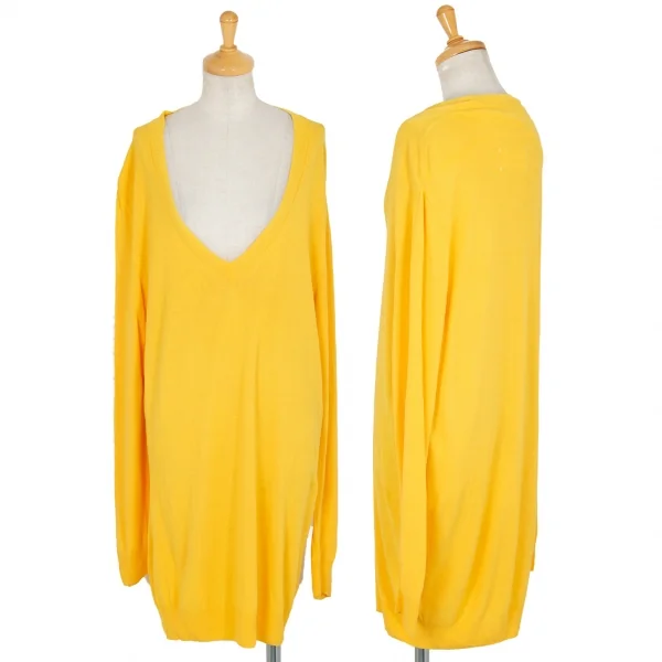 メゾンマルタンマルジェラMaison Martin Margiela 1 レーヨン深Vネックニット 黄M K-88266_001