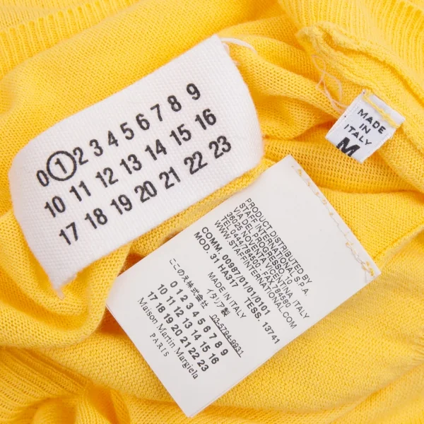 メゾンマルタンマルジェラMaison Martin Margiela 1 レーヨン深Vネックニット 黄M K-88266_016