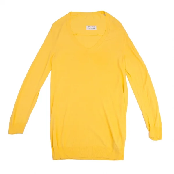 メゾンマルタンマルジェラMaison Martin Margiela 1 レーヨン深Vネックニット 黄M K-88266_002