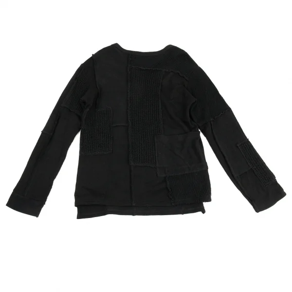 ヨウジヤマモト プールオムYohji Yamamoto POUR HOMME パッチワーク切替デザインスウェット 黒3 K-88291_012