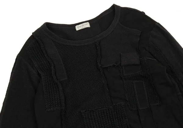 ヨウジヤマモト プールオムYohji Yamamoto POUR HOMME パッチワーク切替デザインスウェット 黒3 K-88291_002