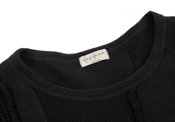 ヨウジヤマモト プールオムYohji Yamamoto POUR HOMME パッチワーク切替デザインスウェット 黒3 K-88291_003