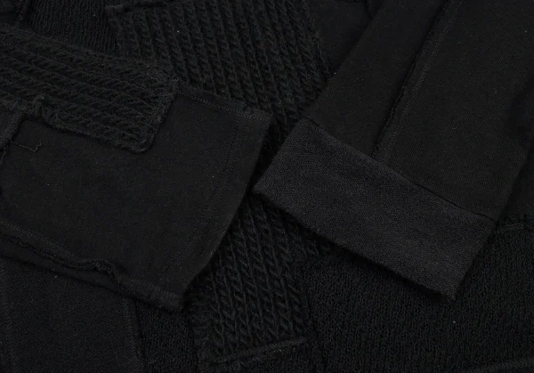 ヨウジヤマモト プールオムYohji Yamamoto POUR HOMME パッチワーク切替デザインスウェット 黒3 K-88291_007