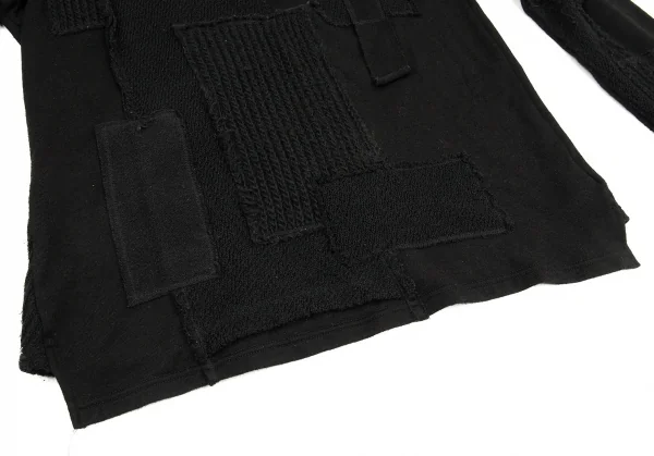 ヨウジヤマモト プールオムYohji Yamamoto POUR HOMME パッチワーク切替デザインスウェット 黒3 K-88291_009