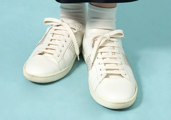サンローランパリSAINT LAURENT PARIS スタッズレザースニーカー 白40(25位) K-88308_015