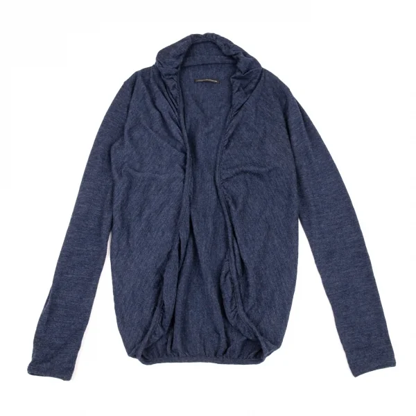 ワイズY's ギャザーパイピングウールボタンレスカーディガン 青2 K-88361_002