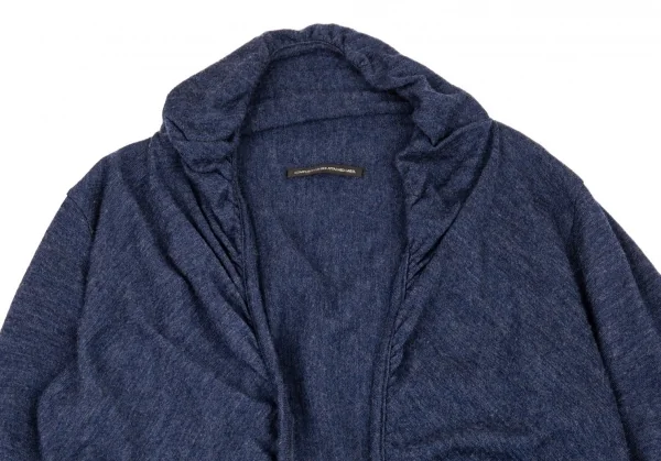 ワイズY's ギャザーパイピングウールボタンレスカーディガン 青2 K-88361_003