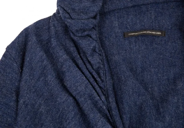 ワイズY's ギャザーパイピングウールボタンレスカーディガン 青2 K-88361_004