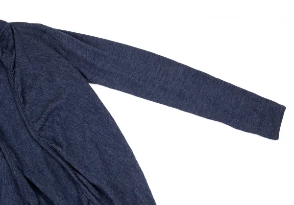 ワイズY's ギャザーパイピングウールボタンレスカーディガン 青2 K-88361_005