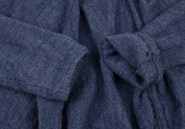 ワイズY's ギャザーパイピングウールボタンレスカーディガン 青2 K-88361_006