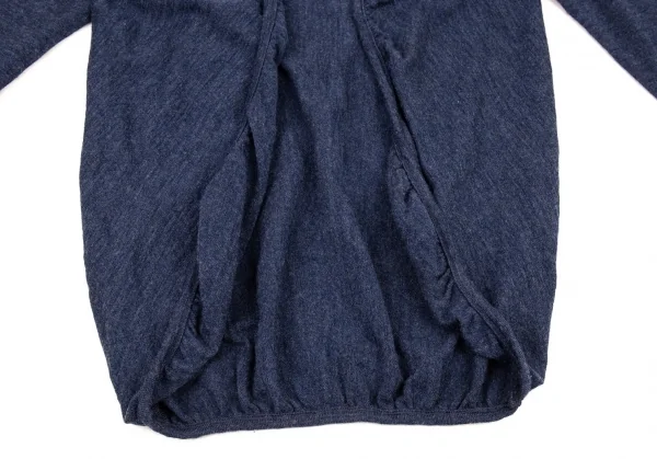 ワイズY's ギャザーパイピングウールボタンレスカーディガン 青2 K-88361_007