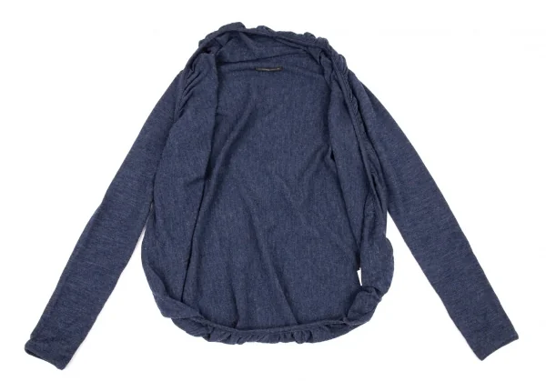 ワイズY's ギャザーパイピングウールボタンレスカーディガン 青2 K-88361_009