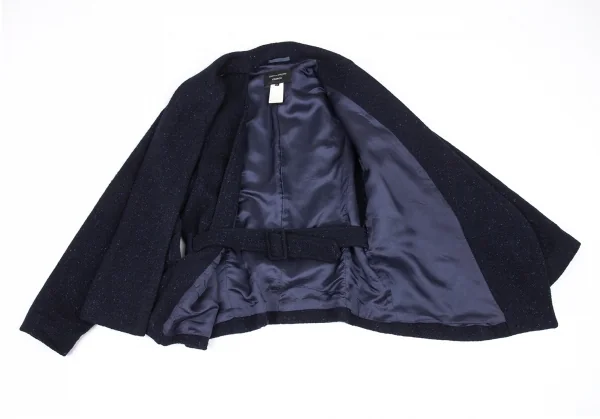 コムデギャルソン フランスCOMME des GARCONS FRANCE ネップツイードスリットデザインジャケット 紺S K-88370_010