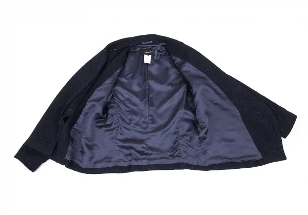 コムデギャルソン フランスCOMME des GARCONS FRANCE ネップツイードスリットデザインジャケット 紺S K-88370_012