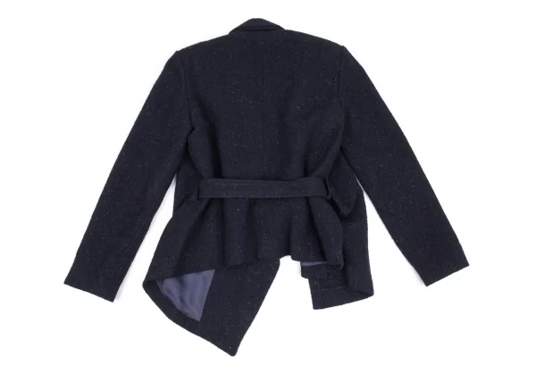 コムデギャルソン フランスCOMME des GARCONS FRANCE ネップツイードスリットデザインジャケット 紺S K-88370_013