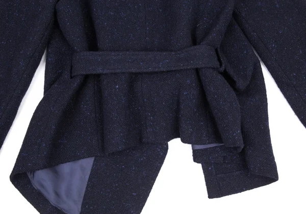 コムデギャルソン フランスCOMME des GARCONS FRANCE ネップツイードスリットデザインジャケット 紺S K-88370_014