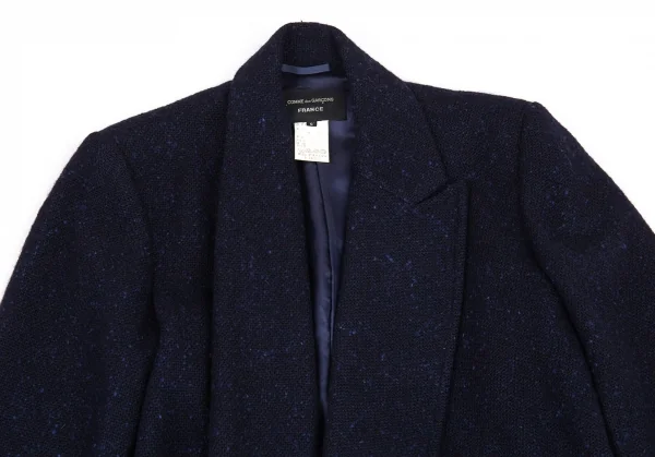 コムデギャルソン フランスCOMME des GARCONS FRANCE ネップツイードスリットデザインジャケット 紺S K-88370_003