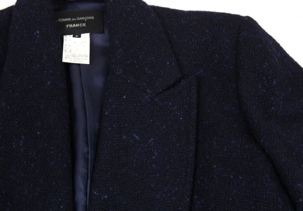 コムデギャルソン フランスCOMME des GARCONS FRANCE ネップツイードスリットデザインジャケット 紺S K-88370_004