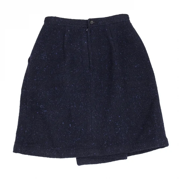 コムデギャルソン フランスCOMME des GARCONS FRANCE ネップツイードラップデザインスカート 紺S K-88371_010