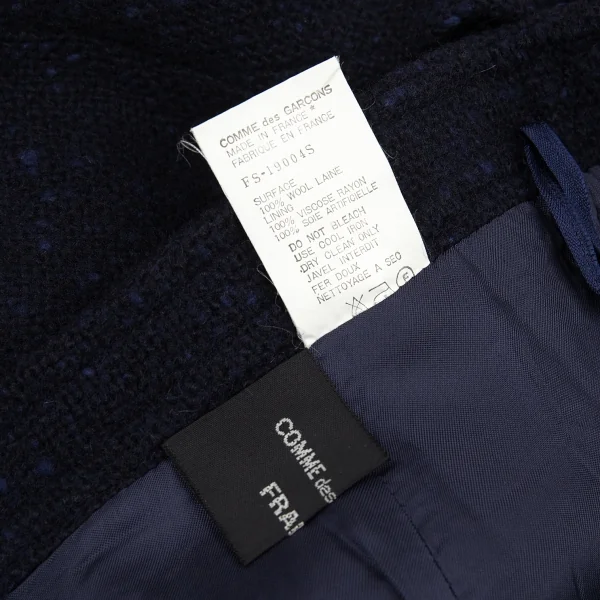 コムデギャルソン フランスCOMME des GARCONS FRANCE ネップツイードラップデザインスカート 紺S K-88371_017