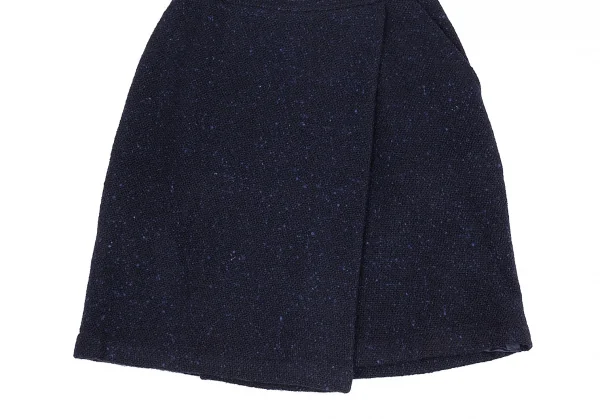 コムデギャルソン フランスCOMME des GARCONS FRANCE ネップツイードラップデザインスカート 紺S K-88371_005