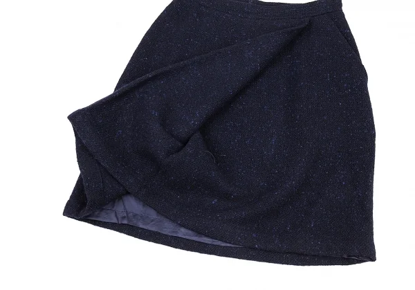 コムデギャルソン フランスCOMME des GARCONS FRANCE ネップツイードラップデザインスカート 紺S K-88371_006